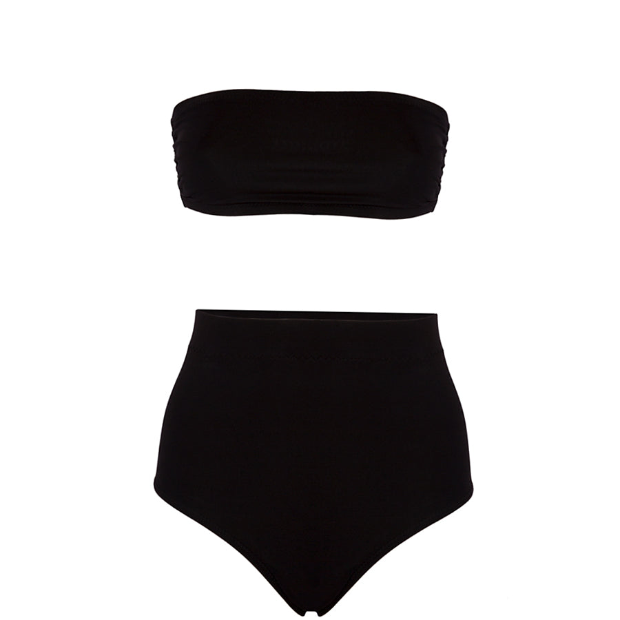 HELENE GALWAS Bandeau-Bikini, Schwarz, Schulterfrei, Damen, Bademoden für Damen, Nachhaltig, Fair, Women, Sustainable Fashion, Nachhaltige Damenmode, Nachhaltigkeit, Fair trade, Made in Europe, Eco Fashion, Handmade, Eco-friendly Fashion, Fair fashion - Shop now - the wearness online-shop - ETHICAL & SUSTAINABLE LUXURY FASHION