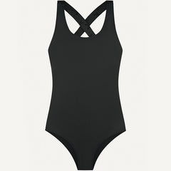 OY SURF Surf Badeanzug, Schwarz, Sportliche Bademode, Surfmode, Gekreuzter Rückenausschnitt, Nachhaltige Bademode, Recyceltes Polyester, Sustainable Swimwear, Swimsuit, Damen Bademode, Sommermode, Ethical fashion, Green fashion - Shop now - the wearness online-shop - ETHICAL & SUSTAINABLE LUXURY FASHION