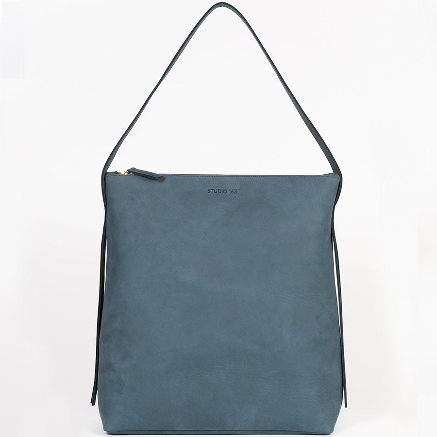 BLUE LEATHER SHOPPER 