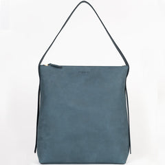 BLUE LEATHER SHOPPER 