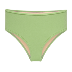 OY SURF Hellgrüne Bikinihose, Lindgrün, Hochtailliert, Frottee Bikini, High-waisted Bikini bottom, Surfer Bikini, Surfmode, Nachhaltige Bademode, Recyceltes Polyester, Sustainable Swimwear, Swimsuit, Damen Bademode, Sommermode, Ethical fashion, Green fashion - Shop now - the wearness online-shop - ETHICAL & SUSTAINABLE LUXURY FASHION