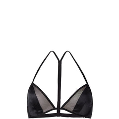 SIMONE RICKER Puristischer Triangel BH aus luxuriösem Seidensatin in Schwarz für Damen, Transparenter Damen BH, Lingerie, Nachhaltige Unterwäsche, Fair trade, Handcrafted, Wäsche, Sustainable Underwear - Shop now - the wearness online-shop - ETHICAL LUXURY FASHION