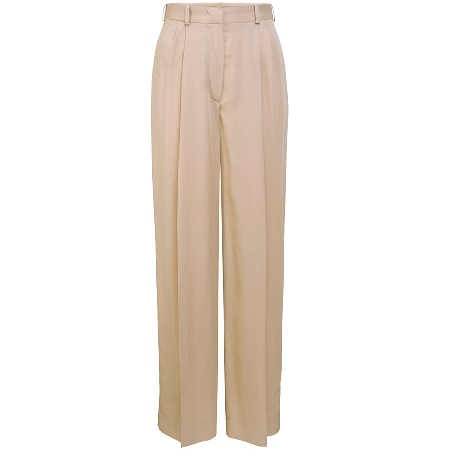 HELLO'BEN Hose in sand, beige, Bundfaltenhose, Tencel Lyocell, high waisted, tailliert, Damenmode, faire schlichte Mode, elegante nachhaltige Hose, faire Businessmode, nachhaltige Basics, nachhaltige Mode, eco-friendly, fair, vegan, made in Europe, handcrafted, shop now- the wearness onlineshop