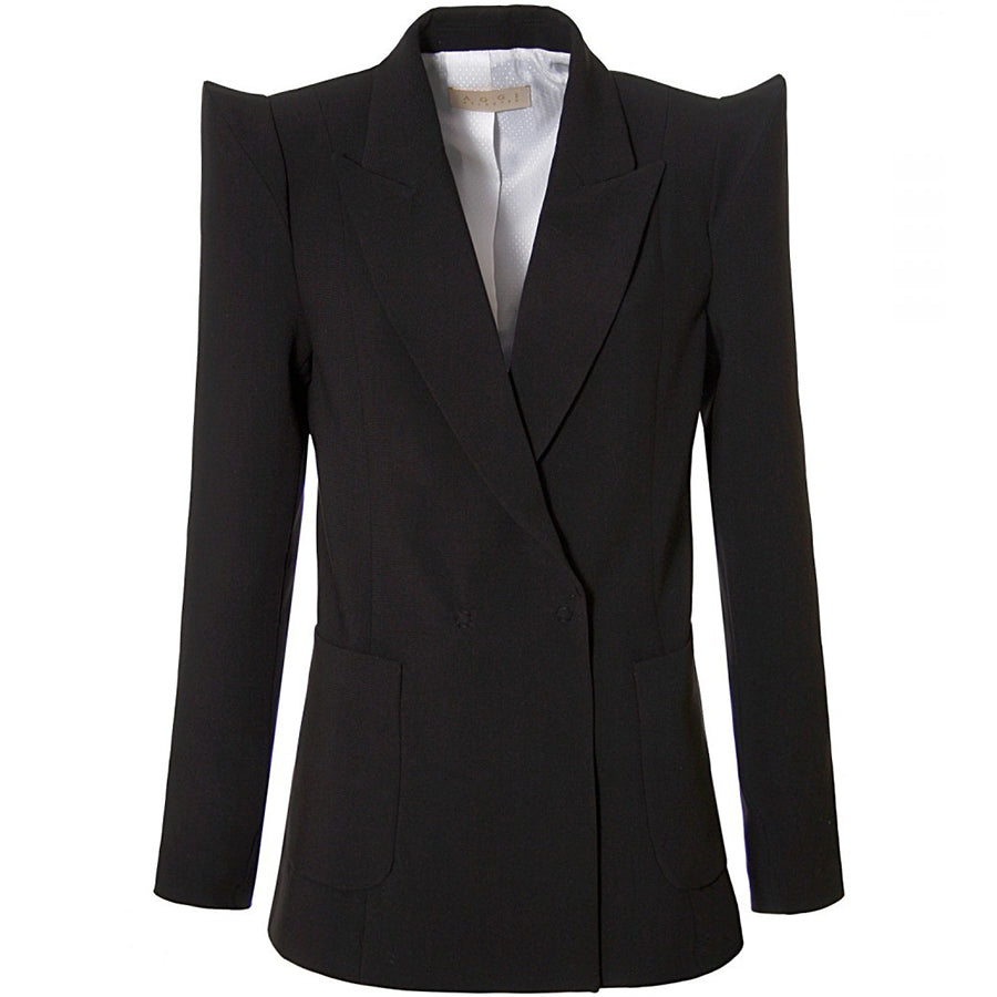 AGGI Futuristischer Blazer mit akzentuierter Schulterpartie, Blazer mit starken Schultern und breitem Reverskragen, Business Style, Blazer, Women clothing, made in Europe, Eco-friendly, fair, fair trade - shop now - the wearness online-shop - Sustainable and Ethical Luxury Fashion 