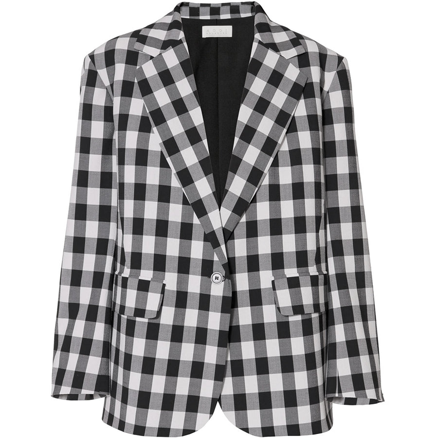 AGGI Schwarz/Weiß Karierter Blazer für Damen, Damenblazer, Blazer jacket, Checked blazer, Sustainable fashion, Nachhaltige Mode, Womenswear, Damenmode, Fair fashion, Fair trade, Zero waste, Made in Europe, Handmade, Handcrafted, Ecofashion, Eco-friendly - shop now - the wearness online shop - ETHICAL LUXURY FASHION