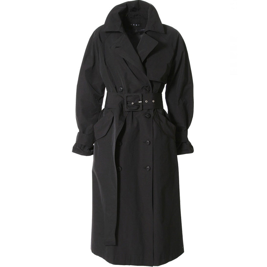 AGGI Zeitloser Trenchcoat aus Baumwolle in Schwarz, Trench Mantel, Trench, Midi-Langer Trenchcoat, Black cotton trench coat, Jacken, Nachhaltige Mode, Damenmode, Fair fashion, Fair trade clothing, Made in Europe, Eco-friendly, Handcrafted - Shop now - the wearness online-shop - Sustainable & Ethical luxury fashion