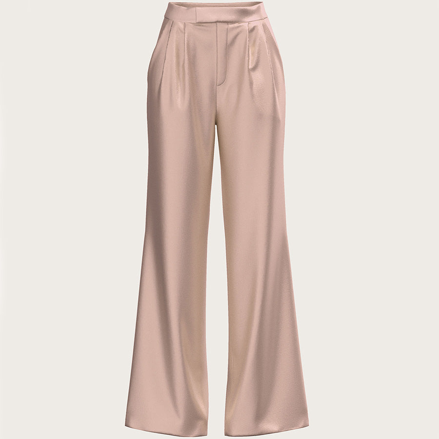 LA BANDE BERLIN High-waisted Seidenhose in Rosa, Ausgestellte Damenhose, Hochtaillierte Seidenhose, Silk trousers in pink, Women pants, Damenhosen, Nachhaltige Damenmode, Faire Mode, Fair fashion, Fair trade, Zero waste, Umweltfreundlich, Made in Europe, Handmade, Handcrafted, Ethische Mode  - Shop now - the wearness online-shop - SUSTAINABLE & ETHICAL LUXURY FASHION