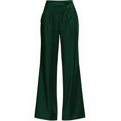 LA BANDE BERLIN High-waisted Seidenhose in Dunkelgrün, Ausgestellte Damenhose, Hochtaillierte Seidenhose, Silk trousers in dark green, Women pants, Damenhosen, Nachhaltige Damenmode, Faire Mode, Fair fashion, Fair trade, Zero waste, Umweltfreundlich, Made in Europe, Handmade, Handcrafted, Ethische Mode  - Shop now - the wearness online-shop - SUSTAINABLE & ETHICAL LUXURY FASHION