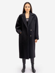 HELENE GALWAS Oversized Mantel, Schwarz, Fair, Women, Sustainable Fashion, Nachhaltige Damenmode, Nachhaltigkeit, Fair trade, Made in Europe, Organic, Eco-Fashion, Handmade, Eco-friendly Fashion, Fair fashion - Shop now - the wearness online-shop - ETHICAL & SUSTAINABLE LUXURY FASHION