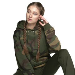 REER3 Unisex Hoodie mit Camouflage Muster, Damen, Männer, Sweater, Hoodie, Homewear, Casual, Sporty, Nachhaltige Mode, Fair trade, Vegan, Made in Europe, Eco-friendly, Organic, Knitwear - shop now - Sustainable & Ethical luxuy fashion - the wearness online-shop