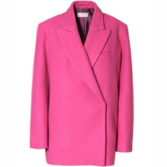 AGGI Blazer-Mantel, Übergroßer Kurzmantel, kräftige Silhouette, versteckte Taschen in den Nähten, versteckter doppelreihiger Verschluss, vollständig gefüttert, Muster auf dem Jacquard-Futter, pink, fair, nachhaltig