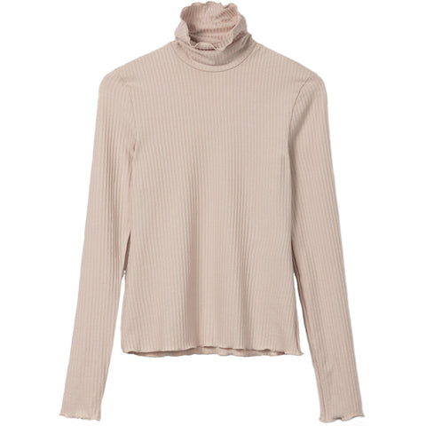 LIAPURE Geripptes Rollkragen Oberteil in beige, Damenoberteile, Homewear, Loungewear, Nachhaltige Damenmode, Nachhaltige und Faire Mode online - the wearness online-shop