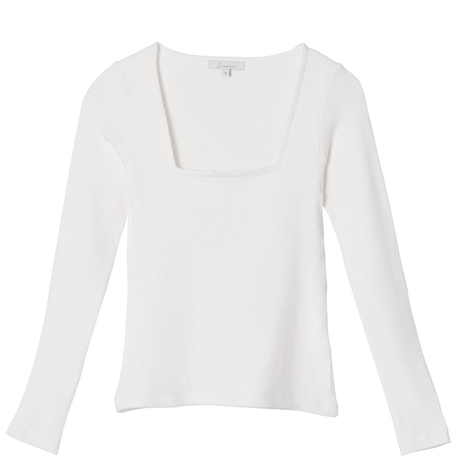 LIAPURE Geripptes Longsleeve für Damen in weiß, Damenoberteile, T-shirt, Knitwear, Homewear, Loungewear, Nachhaltige Damenmode, Nachhaltige und Faire Mode online - the wearness online-shop