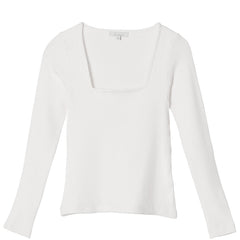 LIAPURE Geripptes Longsleeve für Damen in weiß, Damenoberteile, T-shirt, Knitwear, Homewear, Loungewear, Nachhaltige Damenmode, Nachhaltige und Faire Mode online - the wearness online-shop