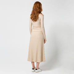 LIAPURE Gerippter Midi-rock in beige, Damenröcke, Women skirt, Homewear, Loungewear, Nachhaltige Damenmode, Nachhaltige und Faire Mode online - the wearness online-shop