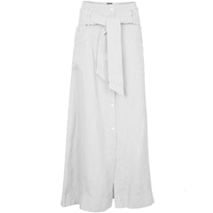 ORAMAI LONDON Maxi-Rock aus Leinen in Weiß, Weißer Sommerrock, Lange Röcke, Damenröcke, Linen skirt in white, Leinenmode, Damenmode, Fair trade, Eco-friendly, Organic, Bio-Materialien, Zero waste, Vegan, Made in Europe, Nachhaltige Mode, Fair fashion, Ethical fashion - SHOP NOW - the wearness online-shop - ETHICAL & SUSTAINABLE FASHION