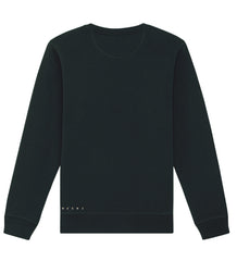 REER3 Unisex-Sweatshirt, aus GOTS-zertifizierter Bio-Baumwolle,mit Statement-Print, runder Halsausschnitt, elastische Bündchen, auffälliger Druck, schwarz, fair, nachhaltig