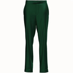 LA BANDE BERLIN Schmale Seidenhose in Dunkelgrün, Damenhose, Hochtaillierte Seidenhose, Silk trousers in dark green, Women pants, Damenhosen, Nachhaltige Damenmode, Faire Mode, Fair fashion, Fair trade, Zero waste, Umweltfreundlich, Made in Europe, Handmade, Handcrafted, Ethische Mode  - Shop now - the wearness online-shop - SUSTAINABLE & ETHICAL LUXURY FASHION