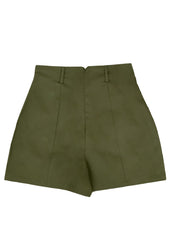 MAISON O PARIS Grüne Shorts, Bio-Baumwolle, High-waisted shorts, Sommerhose, GOTS zertifiziert, Damenhosen, Damenmode, Ethical fashion, Fair fashion, Eco-fashion, Organic, Vegane Mode, Fair trade, Made in Europe, Zero waste design - Shop now - the wearness online-shop - ETHICAL & SUSTAINABLE LUXURY FASHION