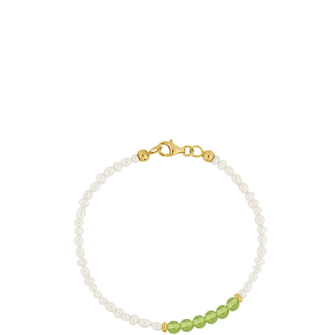 LLR STUDIOS Armband, Peridot Edelsteine, Süßwasserperlen, Nachhaltig, Perlenarmband, Damenarmband, 18k vergoldet, 925 Sterling Silber, Damenschmuck, Fair trade, Eco-friendly, Recycelter Schmuck, Accessories, Slow fashion, Handgefertigter Schmuck, Handmade in Hamburg - Ethische Mode - the wearness online shop 