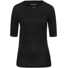 AEANCE leichtes Merino T-Shirt, Kurzarm Shirt aus Merino Wolle für Damen, innovatives Merino Kurzarm Shirt für Damen, T-Shirt in schwarz für Damen, nachhaltige Basics, fair hergestellte Shirts Damen, faire Sportmode Damen, nachhaltige hochwertige Mode, made in Europe, fair, female empowerment, ecofriendly, shop now- the wearness online-shop