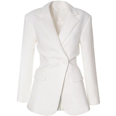 AGGI Taillierter Blazer, Doppelreihiger Blazer in Off-white, Damenblazer, Business blazer, Sommerblazer, Nachhaltige Mode, Damenmode, Fair fashion, Fair trade clothing, Made in Europe, Eco-friendly, Handcrafted - Shop now - the wearness online-shop - Sustainable & Ethical luxury fashion