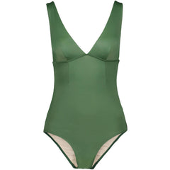 MARE SWITZERLAND Retro Badeanzug in Grün, Badeanzug mit tiefem V-Ausschnitt, Taillierter Badeanzug, Swimsuit in Green, Damen Bademode, Econyl Badeanzug, Eco-friendly, Ethical fashion, Sustainable fashion, Sustainable Swimwear, Nachhaltige Bademode, Handmade, Handcrafted, Zero waste, Beachwear, Made in Europe - SHOP NOW - the wearness online-shop - ETHICAL & SUSTAINABLE FASHION