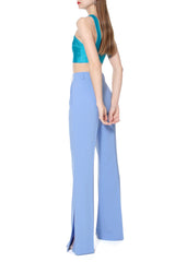 AGGI Hochtaillierte Hose in blau, High-waisted pants, Damenhosen,Sustainable fashion, Nachhaltige Mode, Womenswear, Damenmode, Fair fashion, Fair trade, Zero waste, Made in Europe, Handmade, Handcrafted, Ecofashion, Eco-friendly - shop now - the wearness online shop - ETHICAL LUXURY FASHION