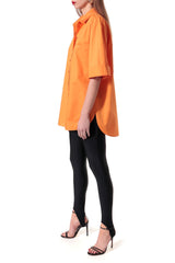 AGGI Hemd oversized, orange, Damen, Damenmode, Damenoberbekleidung, kurzärmliges Hemd, oversized Look, nachhaltiges Hemd, Zero waste Shirt, organic, fair, made in Europe, zero waste, shop now- the wearness onlineshop