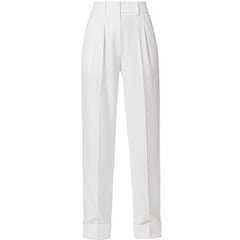 AGGI Hochtaillierte Hose in Weiß, Damenhosen, Hose mit weitem Bein, High-waisted pants, White,Sustainable fashion, Nachhaltige Mode, Womenswear, Damenmode, Fair fashion, Fair trade, Zero waste, Made in Europe, Handmade, Handcrafted, Ecofashion, Eco-friendly - shop now - the wearness online shop - ETHICAL LUXURY FASHION